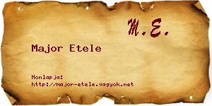 Major Etele névjegykártya